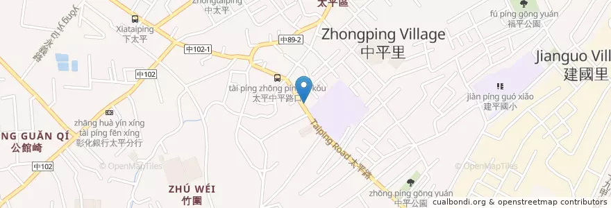 Mapa de ubicacion de 台中燒餅油條30年老店 en تايوان, تاي شانغ, 太平區.