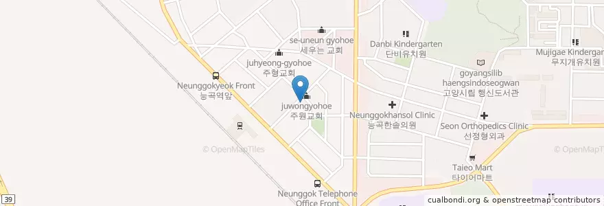Mapa de ubicacion de 주원교회 en 대한민국, 경기도, 고양시, 덕양구.