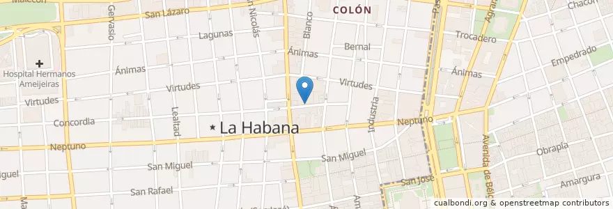 Mapa de ubicacion de Café Arcangel en Cuba, Havana, Centro Habana.