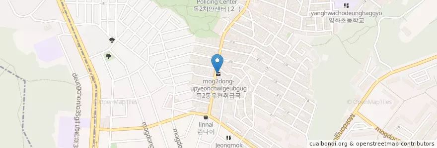 Mapa de ubicacion de 목2동우편취급국 en Korea Selatan, 서울, 양천구.