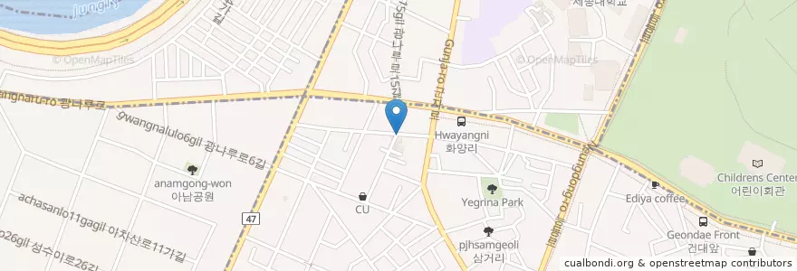 Mapa de ubicacion de 프리마 호텔 en Corea Del Sud, Seul, 광진구.