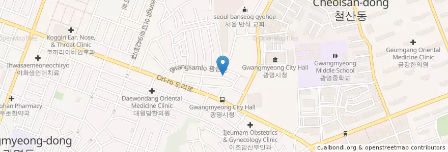 Mapa de ubicacion de 광산교회 en 대한민국, 경기도, 광명시.