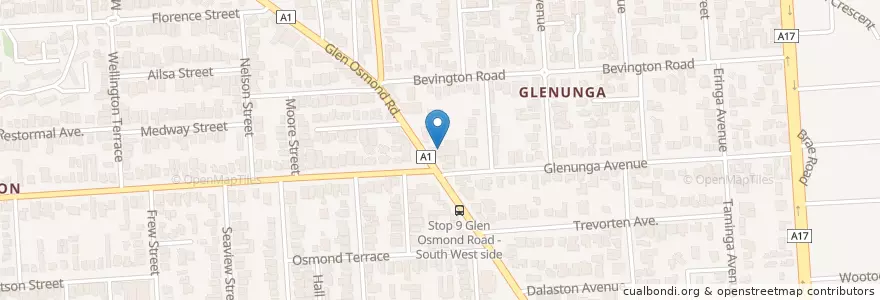 Mapa de ubicacion de Glenunga Dental en Austrália, Austrália Meridional, Adelaide, City Of Burnside.