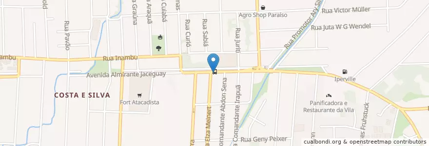 Mapa de ubicacion de Farmácia Fique Bem en 巴西, 南部, 圣卡塔琳娜, Região Geográfica Intermediária De Joinville, Microrregião De Joinville, 若茵维莱.