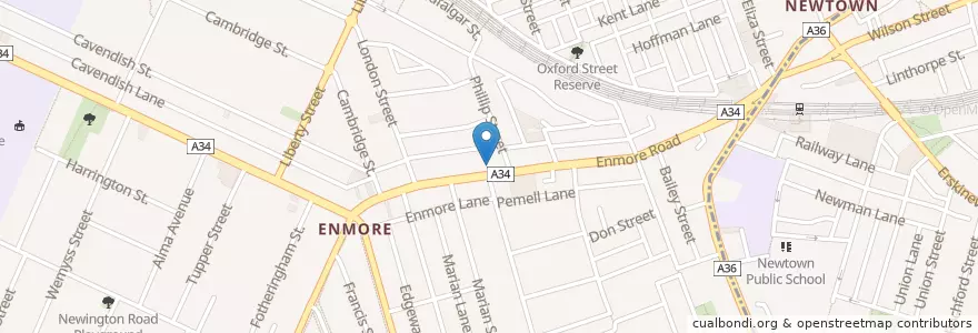 Mapa de ubicacion de Wishbone en Australia, New South Wales, Inner West Council, Sydney.