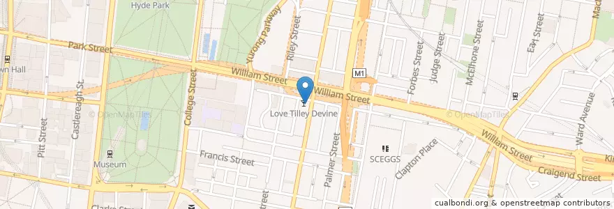 Mapa de ubicacion de Love Tilley Devine en Australia, New South Wales, Council Of The City Of Sydney, Sydney.