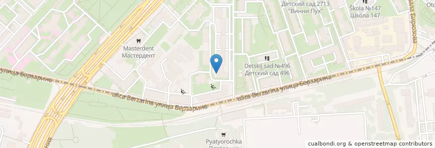 Mapa de ubicacion de Бэби-Умник en Rusia, Distrito Federal Central, Москва, Северо-Западный Административный Округ, Район Хорошёво-Мнёвники.