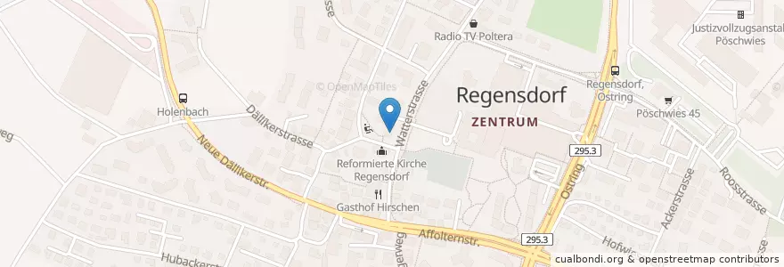 Mapa de ubicacion de Raiffeisenbank Züri-Unterland en Switzerland, Zurich, Bezirk Dielsdorf, Regensdorf.