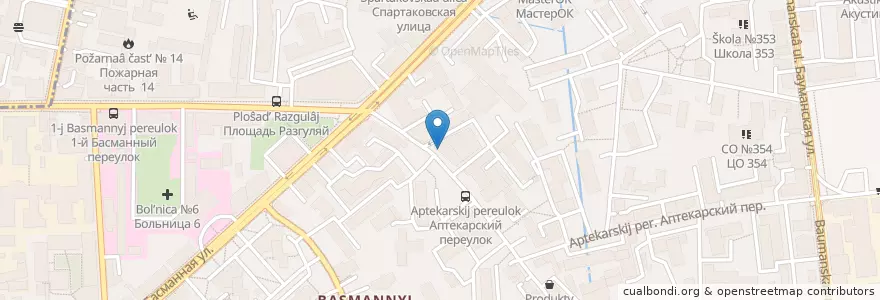 Mapa de ubicacion de 100lover en Rusia, Центральный Федеральный Округ, Москва, Центральный Административный Округ, Басманный Район.