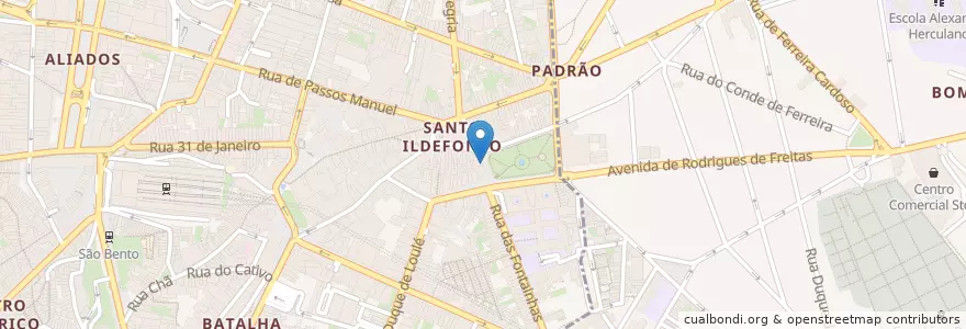 Mapa de ubicacion de Dama Pé de Cabra en 葡萄牙, 北部大區, Porto, Área Metropolitana Do Porto, Porto, Cedofeita, Santo Ildefonso, Sé, Miragaia, São Nicolau E Vitória, Bonfim.