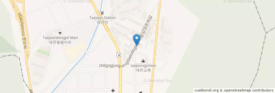 Mapa de ubicacion de 칭구아나고막창 en Korea Selatan, Daegu, 북구, 태전동.