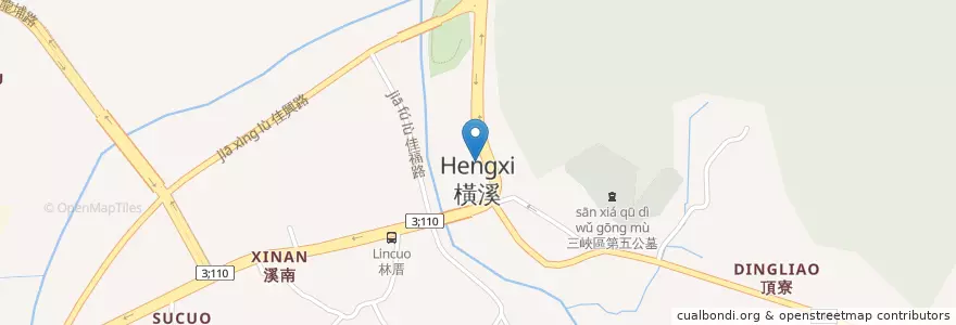 Mapa de ubicacion de 橫溪郵局 en 타이완, 신베이 시, 싼샤 구.