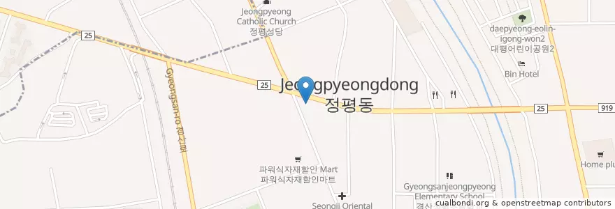 Mapa de ubicacion de 맘스터치 정평점 en Corea Del Sur, Gyeongsang Del Norte, 경산시, 서부2동.