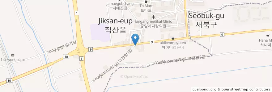 Mapa de ubicacion de MG새마을금고 en Korea Selatan, Chungcheong Selatan, 천안시, 서북구, 직산읍.