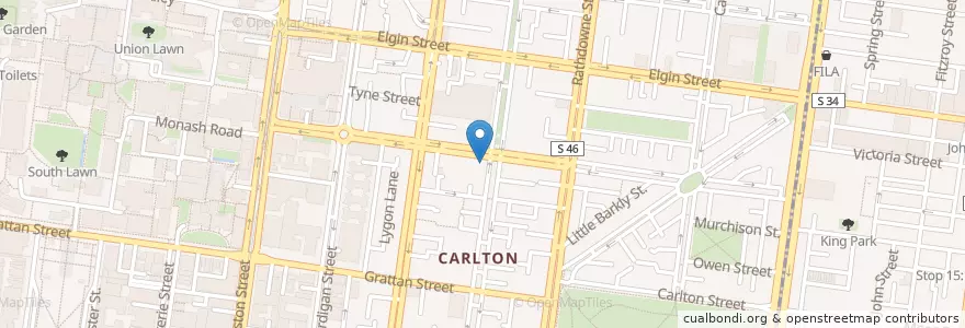 Mapa de ubicacion de D.O.C Pizza & Mozzarella Bar en Australien, Victoria, City Of Melbourne.