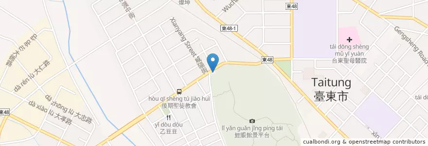 Mapa de ubicacion de 福德祠 en تایوان, 臺灣省, 臺東縣, 臺東市.