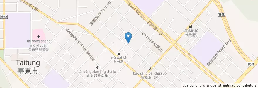 Mapa de ubicacion de 海草健康輕食館 en 台湾, 台湾省, 台東県, 台東市.