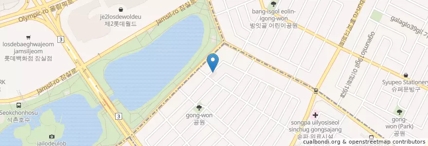 Mapa de ubicacion de 멘야하나비 en South Korea, Seoul, Songpa-Gu, Songpa 1(Il)-Dong.