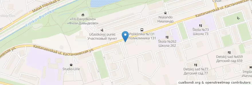 Mapa de ubicacion de Горздрав en Rusland, Centraal Federaal District, Moskou, Западный Административный Округ, Район Фили-Давыдково.