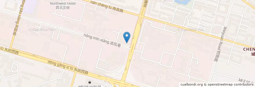 Mapa de ubicacion de 兰州银行 en 중국, 간쑤성, 兰州市 (Lanzhou), 城关区, 东岗西路街道.
