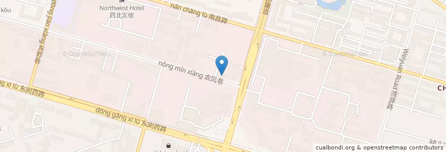 Mapa de ubicacion de 忆江南饭庄 en 中国, 甘粛省, 蘭州市, 城关区, 东岗西路街道.