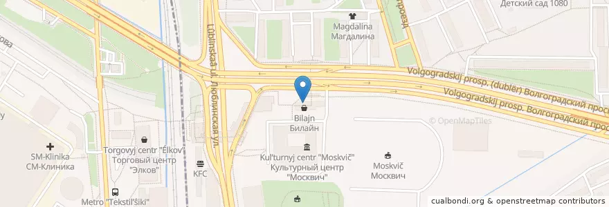 Mapa de ubicacion de Горздрав en 러시아, Центральный Федеральный Округ, Москва, Юго-Восточный Административный Округ, Район Текстильщики.