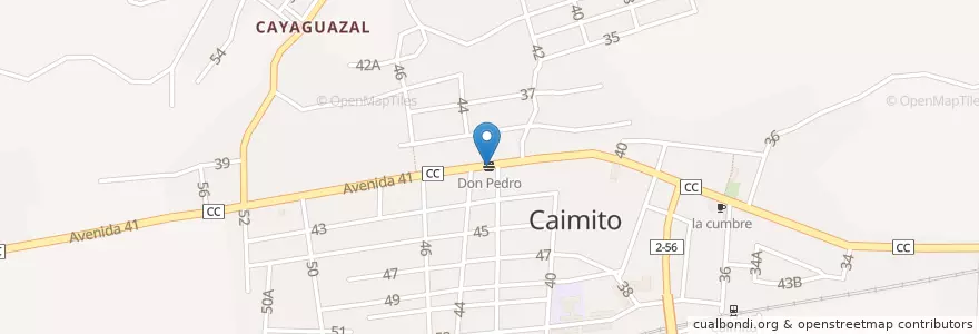 Mapa de ubicacion de Don Pedro en Cuba, Artemisa, Caimito.