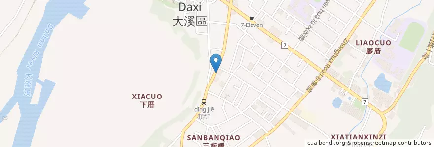 Mapa de ubicacion de 渣打國際商業銀行 en تايوان, تاو يوان, 大溪區.
