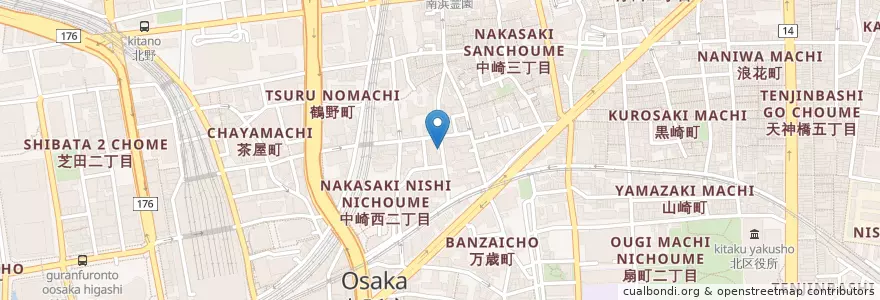 Mapa de ubicacion de 駐輪場 en Japon, Préfecture D'Osaka, 大阪市, 北区.