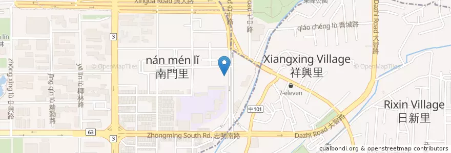 Mapa de ubicacion de Hong Ya en Taiwan, Taichung.