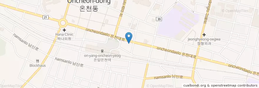 Mapa de ubicacion de 온양온천장 en Coreia Do Sul, Chungcheong Do Sul, 아산시.