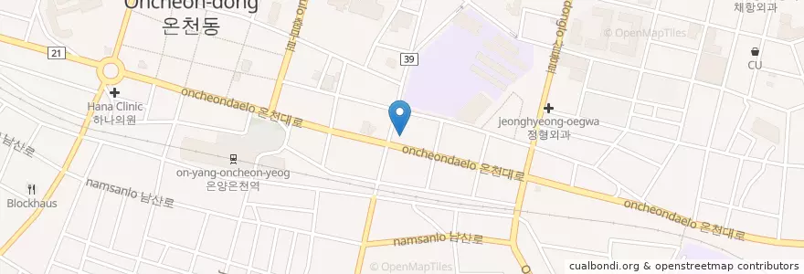 Mapa de ubicacion de 녹집자요양병원 en Corée Du Sud, Chungcheong Du Sud, 아산시.