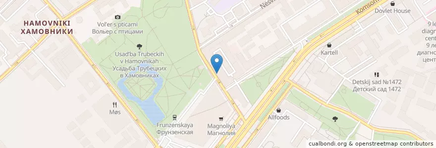 Mapa de ubicacion de Farш en Rusland, Centraal Federaal District, Moskou, Центральный Административный Округ, Район Хамовники.