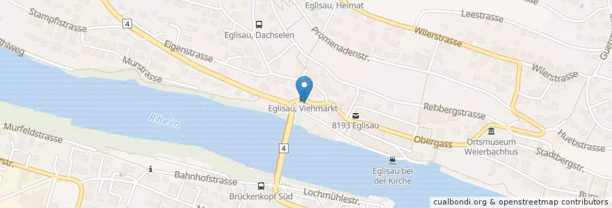 Mapa de ubicacion de Viehmarkt-Platz en Schweiz, Zürich, Bezirk Bülach, Eglisau.