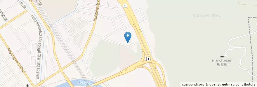 Mapa de ubicacion de 해관유치원 en 대한민국, 경기도, 안양시, 만안구.