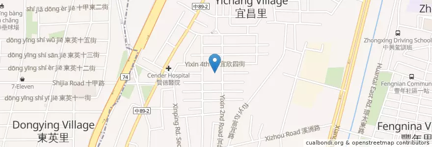 Mapa de ubicacion de 宜欣市場 en Taiwan, Taichung, Distretto Di Taiping.