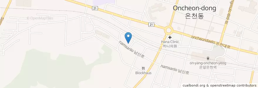 Mapa de ubicacion de 온양성결교회 en 대한민국, 충청남도, 아산시.
