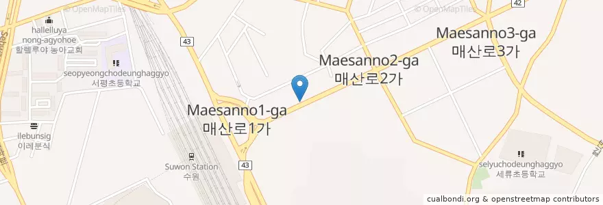 Mapa de ubicacion de 피자헛 en Corea Del Sud, Gyeonggi, 수원시.