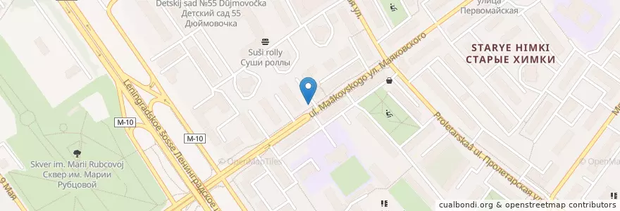 Mapa de ubicacion de Куры гриль en روسيا, Центральный Федеральный Округ, محافظة موسكو, Городской Округ Химки.