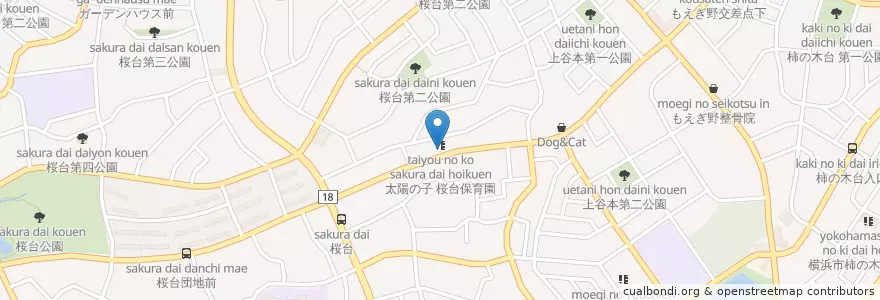 Mapa de ubicacion de 可愛動物病院 en Giappone, Prefettura Di Kanagawa, 横浜市, 青葉区.