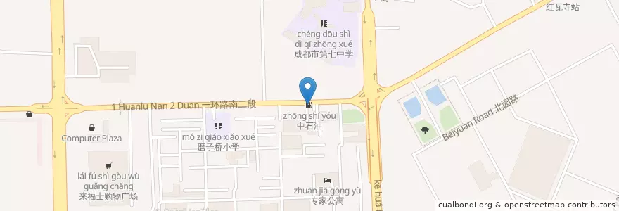 Mapa de ubicacion de 中石油 en الصين, سيتشوان, 成都市, 武侯区 (Wuhou).