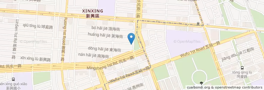 Mapa de ubicacion de 咕蒂咕蒂研磨咖啡 en تايوان, كاوهسيونغ, 新興區, 苓雅區.