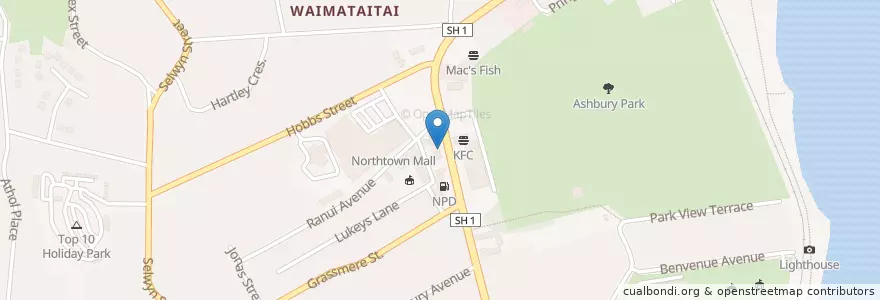 Mapa de ubicacion de Domino's en New Zealand, Canterbury, Timaru District.