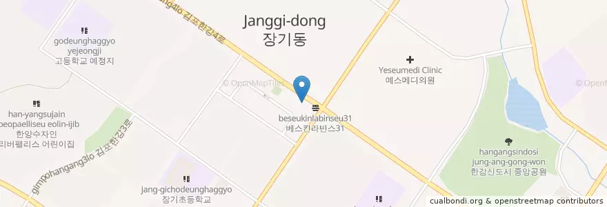 Mapa de ubicacion de 기업은행 en 大韓民国, 京畿道, 金浦市.