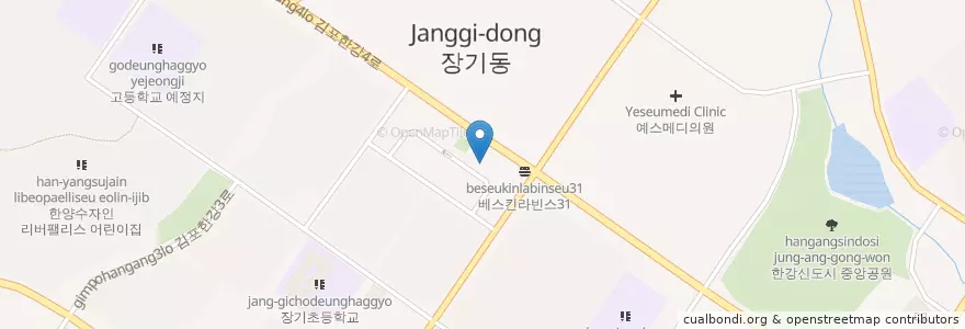 Mapa de ubicacion de 밝은약국 en Corée Du Sud, Gyeonggi, 김포시.