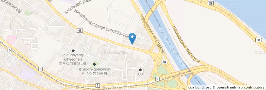 Mapa de ubicacion de 밀촌손칼국수 en Südkorea, Seoul, 염창동, 염창동.