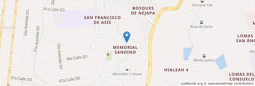 Mapa de ubicacion de Iglesia de Cristo Memorial Sandino en Nicaragua, Departamento De Managua, Managua (Municipio).