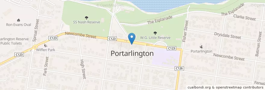Mapa de ubicacion de Portarlington Pub en Australia, Victoria, City Of Greater Geelong.