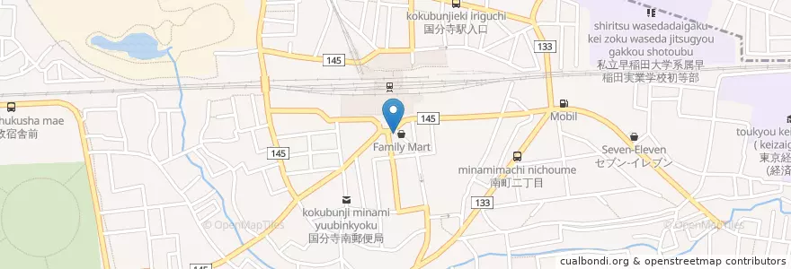 Mapa de ubicacion de Denny's en Japon, Tokyo, 国分寺市.