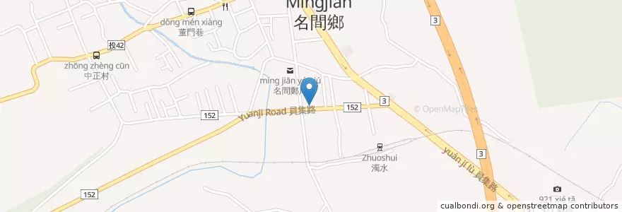 Mapa de ubicacion de Sunny Bank en Taiwan, Taiwan Province, Nantou County, Mingjian Township.